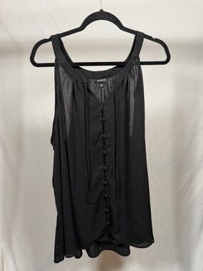 Torrid Sleeveless Black Sheer Button-up Blouse